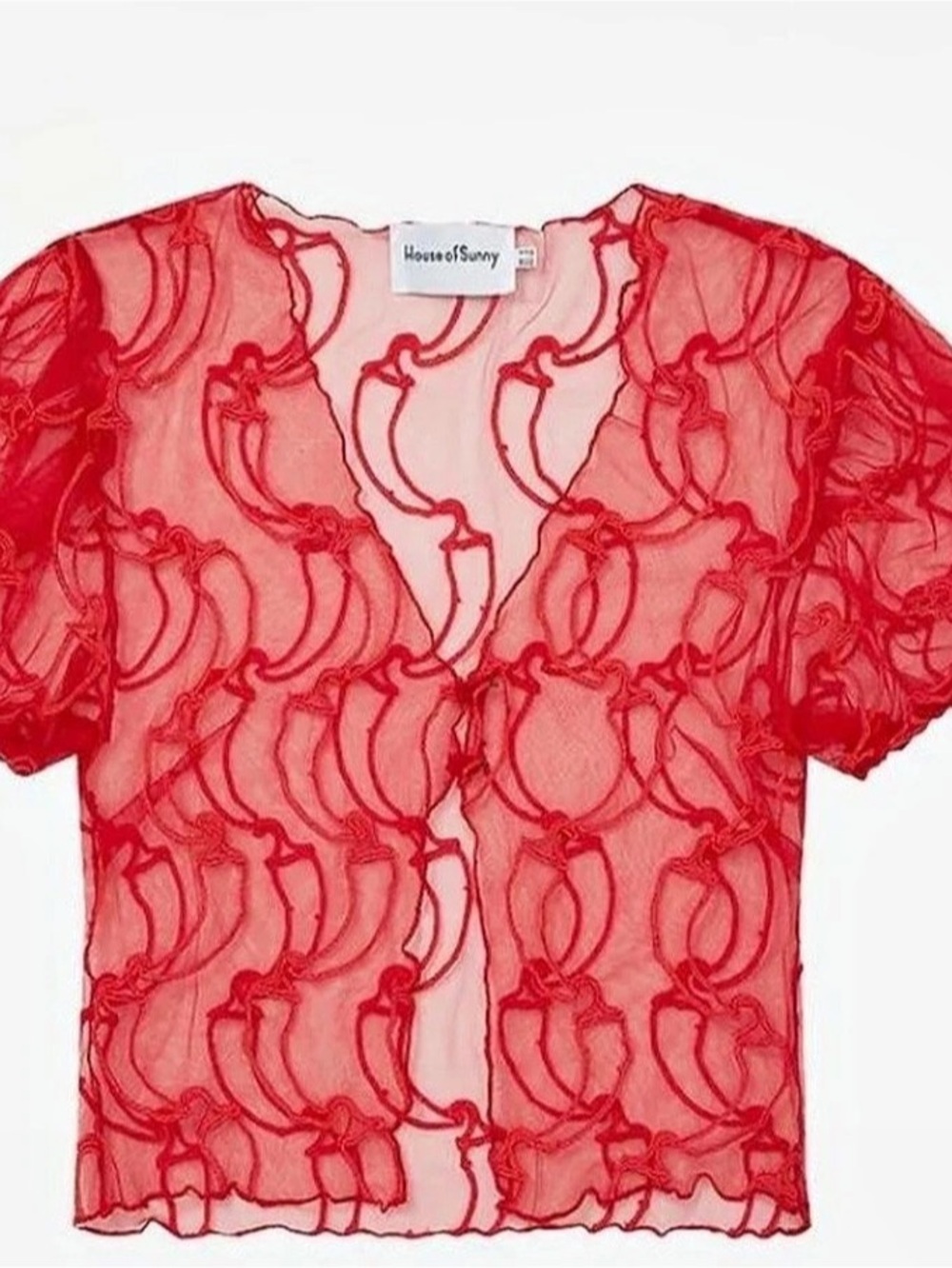 House of Sunny Casa Chilli Applique Shirt Red Size Small
